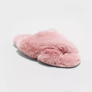 Women's Paris Crossband Faux Fur Slippers - Stars Above